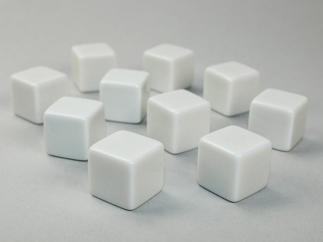 Chessex - Opaque Polyhedral Bag of 10 Blank White d6 Dice