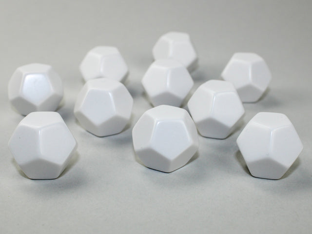 Chessex - Opaque Polyhedral Bag of 10 Blank White d12 Dice
