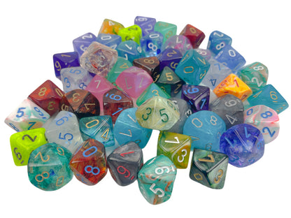 Chessex: Bag of 50 Assorted Loose Signature Polyhedral d10 Dice
