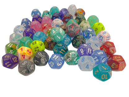 Chessex: Bag of 50 Assorted Loose Signature Polyhedral d12 Dice
