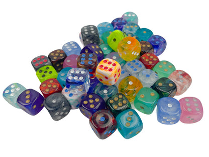 Chessex: Bag of 50 Assorted Loose Signature 12mm w/pips d6 Dice