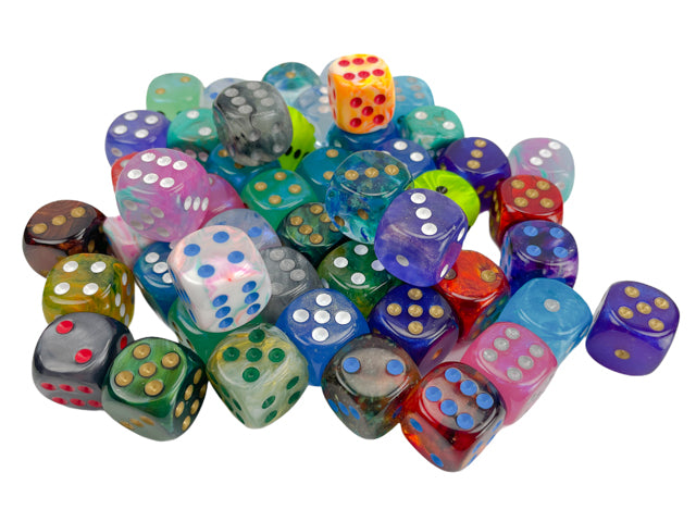 Chessex: Bag of 50 Assorted Loose Signature 16mm w/pips d6 Dice