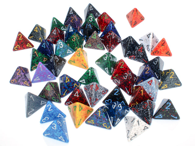 Chessex: Bag of 50 Assorted Loose Speckled Polyhedral d4 Dice