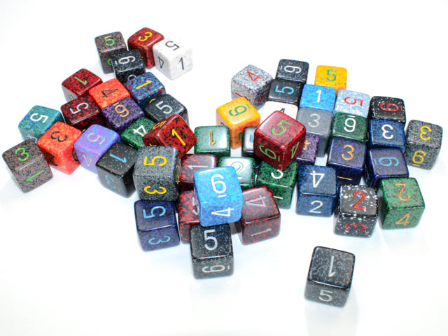 Chessex: Bag of 50 Assorted Loose Speckled Polyhedral d6 Dice