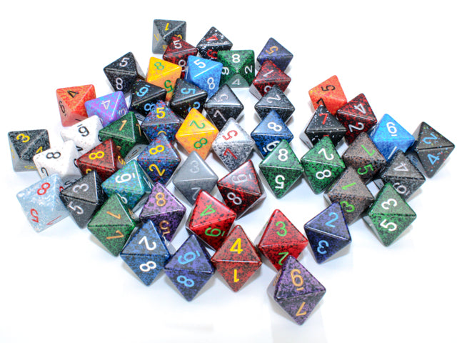 Chessex: Bag of 50 Assorted Loose Speckled Polyhedral d8 Dice