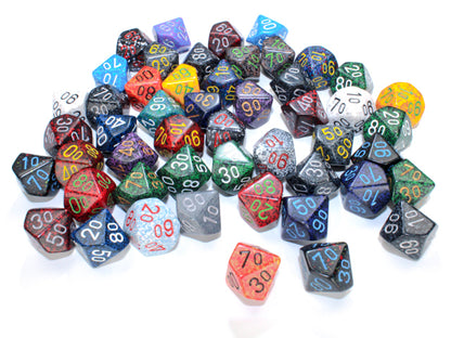 Chessex: Bag of 50 Assorted Loose Speckled Polyhedral Tens d10 Dice