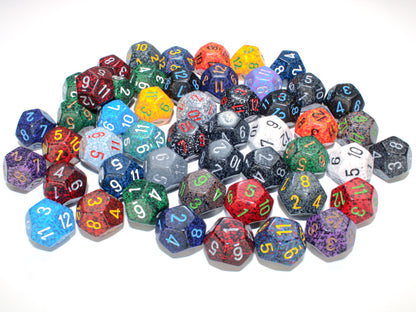 Chessex: Bag of 50 Assorted Loose Speckled Polyhedral d12 Dice