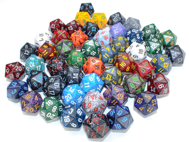 Chessex: Bag of 50 Assorted Loose Speckled Polyhedral d20 Dice