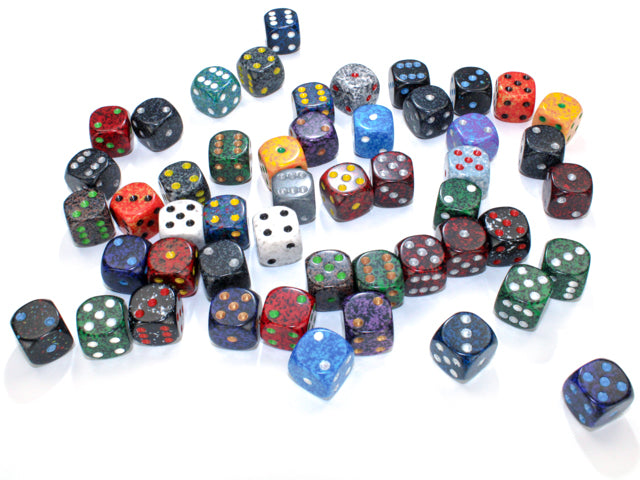 Chessex: Bag of 50 Assorted Loose Speckled 12mm w/pips d6 Dice