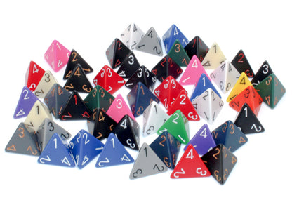 Chessex: Bag of 50 Assorted Loose Opaque Polyhedral d4 Dice