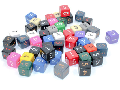 Chessex: Bag of 50 Assorted Loose Opaque Polyhedral d6 Dice