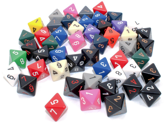 Chessex: Bag of 50 Assorted Loose Opaque Polyhedral d8 Dice