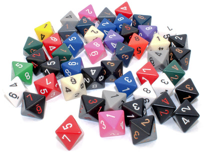 Chessex: Bag of 50 Assorted Loose Opaque Polyhedral d8 Dice