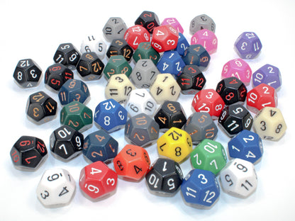Chessex: Bag of 50 Assorted Loose Opaque Polyhedral d12 Dice