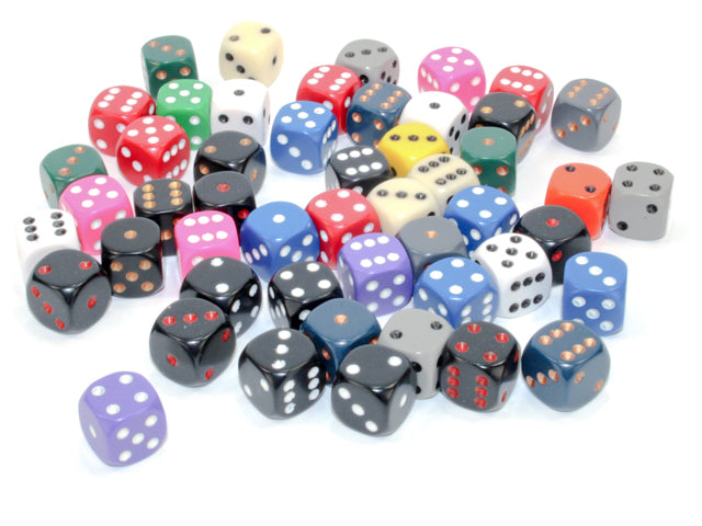 Chessex: Bag of 50 Assorted Loose Opaque 12mm d6 Dice