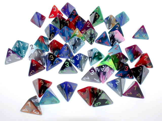 Chessex: Bag of 50 Assorted Loose Gemini Polyhedral d4 Dice