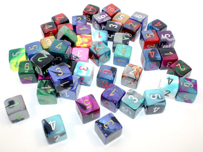 Chessex: Bag of 50 Assorted Loose Gemini Polyhedral d6 Dice