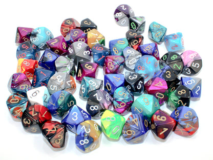 Chessex: Bag of 50 Assorted Loose Gemini Polyhedral d10 Dice