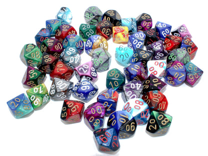 Chessex: Bag of 50 Assorted Loose Gemini Polyhedral Tens d10 Dice