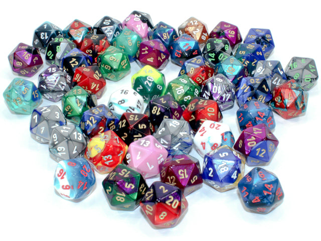 Chessex: Bag of 50 Assorted Loose Gemini Polyhedral d20 Dice