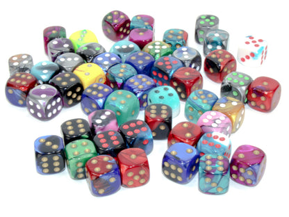 Chessex: Bag of 50 Assorted Loose Gemini 12mm w/pips d6 Dice