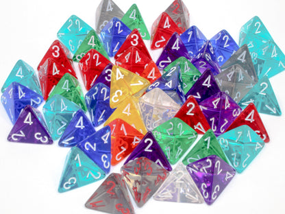 Chessex: Bag of 50 Assorted Loose Translucent Polyhedral d4 Dice