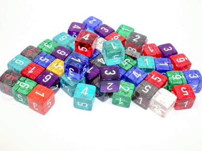Chessex: Bag of 50 Assorted Loose Translucent Polyhedral d6 Dice