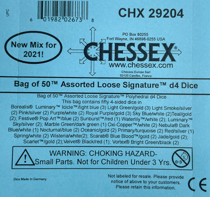 Chessex: Bag of 50 Assorted Loose Signature Polyhedral d4 Dice