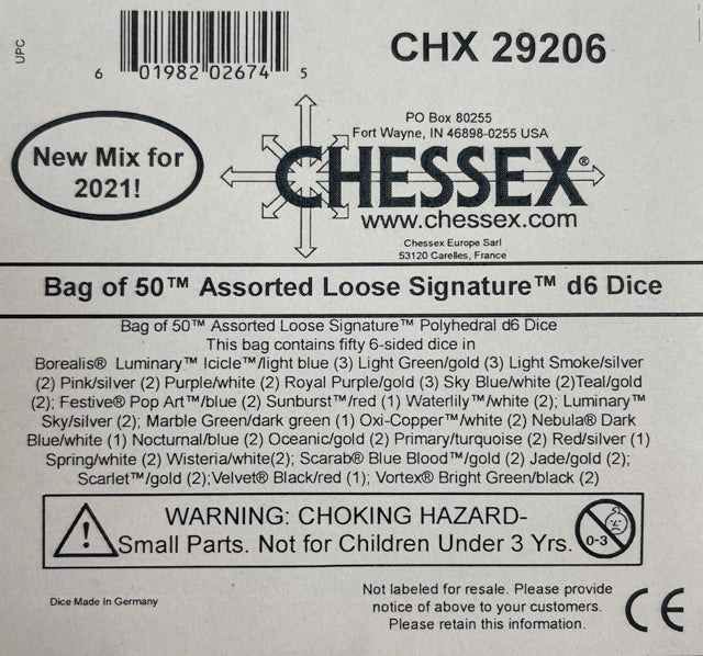 Chessex: Bag of 50 Assorted Loose Signature Polyhedral d6 Dice
