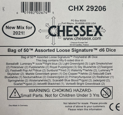 Chessex: Bag of 50 Assorted Loose Signature Polyhedral d6 Dice