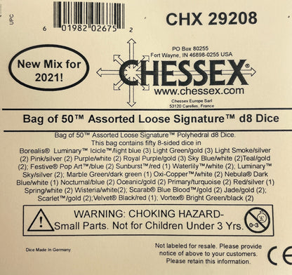 Chessex: Bag of 50 Assorted Loose Signature Polyhedral d8 Dice