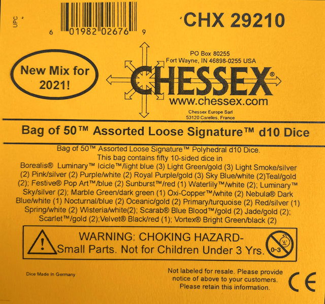 Chessex: Bag of 50 Assorted Loose Signature Polyhedral d10 Dice