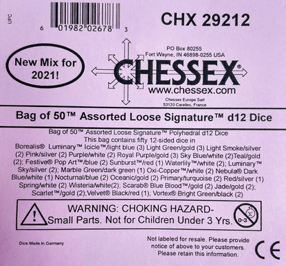 Chessex: Bag of 50 Assorted Loose Signature Polyhedral d12 Dice