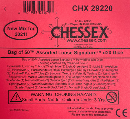 Chessex: Bag of 50 Assorted Loose Signature Polyhedral d20 Dice