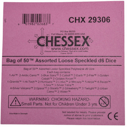 Chessex: Bag of 50 Assorted Loose Speckled Polyhedral d6 Dice