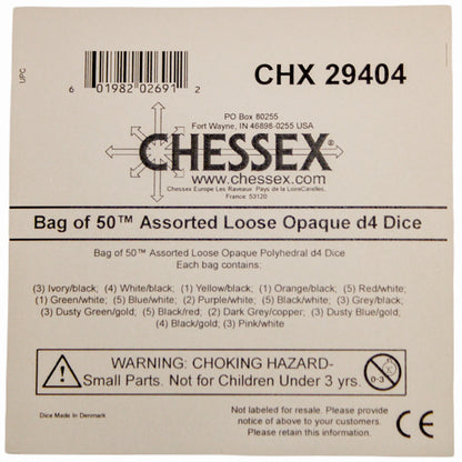 Chessex: Bag of 50 Assorted Loose Opaque Polyhedral d4 Dice