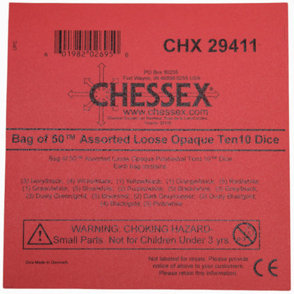 Chessex: Bag of 50 Assorted Loose Opaque Polyhedral Tens d10 Dice
