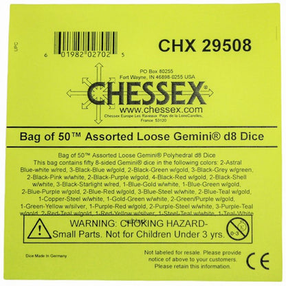 Chessex: Bag of 50 Assorted Loose Gemini Polyhedral d8 Dice