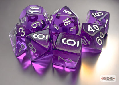 Chessex - Translucent Mini-hedral Purple/white 7-Die Set