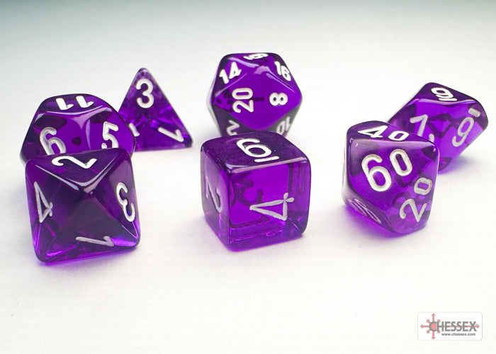 Chessex - Translucent Mini-hedral Purple/white 7-Die Set