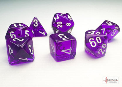 Chessex - Translucent Mini-hedral Purple/white 7-Die Set
