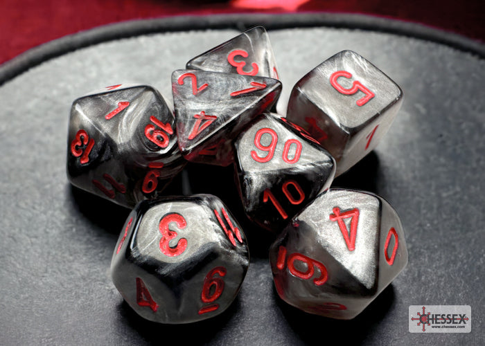 Chessex - Velvet Mini-hedral Black/red 7-Die Set