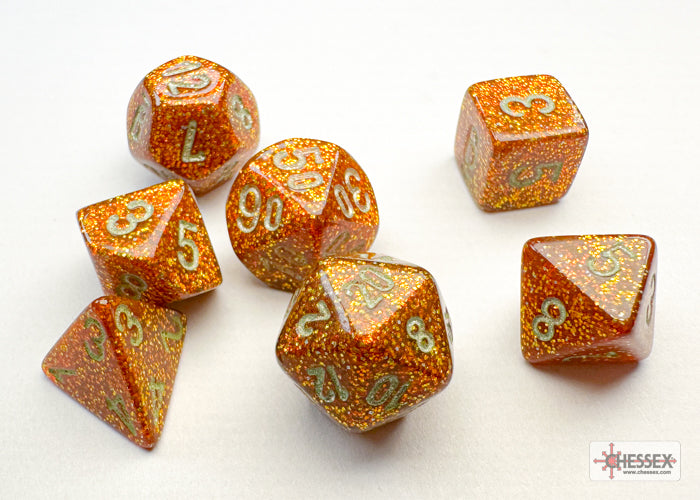 Chessex - Glitter Mini-hedral Gold/silver 7-Die Set