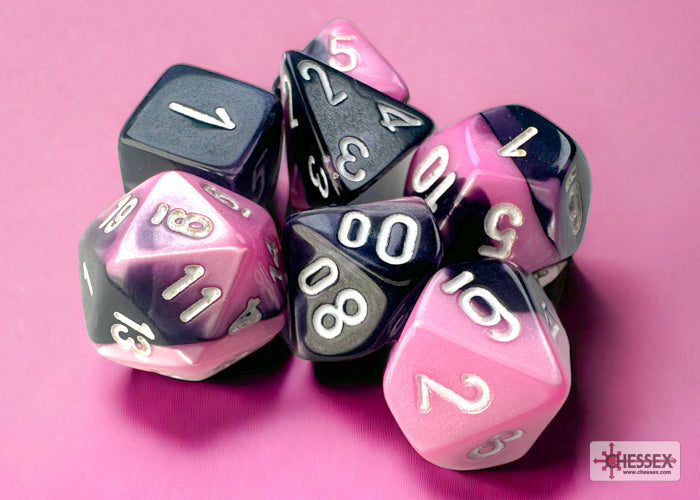 Chessex - Gemini Mini-hedral Black-Pink/white 7-Die Set