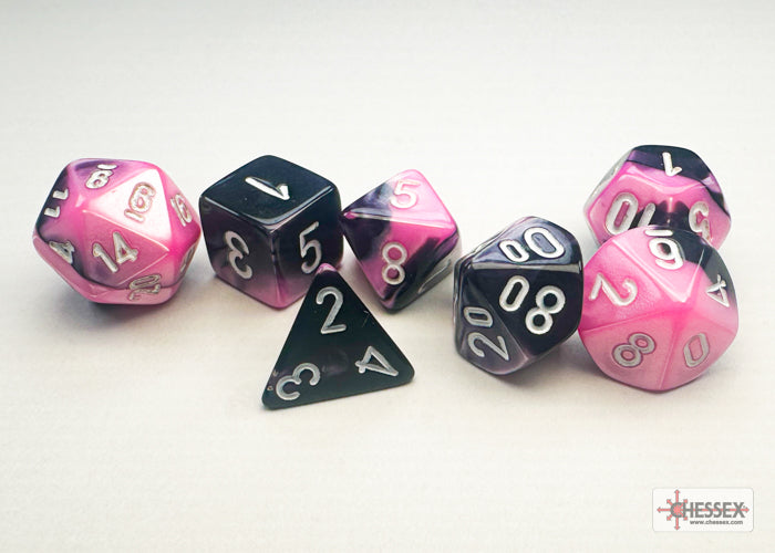 Chessex - Gemini Mini-hedral Black-Pink/white 7-Die Set