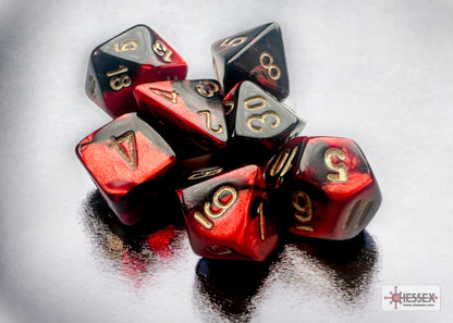 Chessex - Gemini Mini-hedral Black-Red/gold 7-Die Set