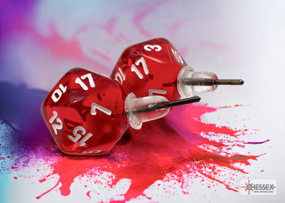 Chessex - Stud Earrings Translucent Red Mini-Poly d20 Pair