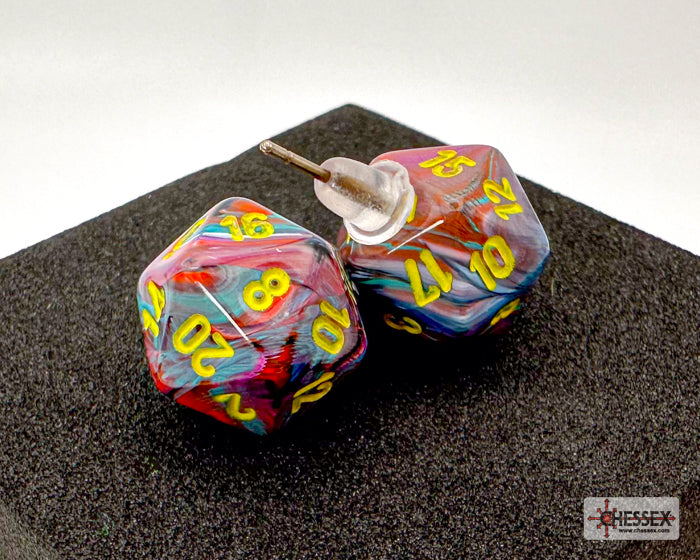 Chessex - Stud Earrings Festive Mosaic Mini-Poly d20 Pair