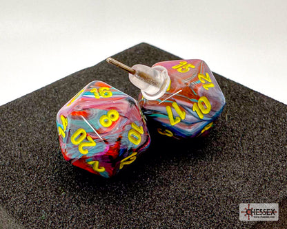 Chessex - Stud Earrings Festive Mosaic Mini-Poly d20 Pair