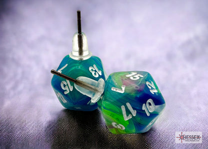 Chessex - Stud Earrings Festive Waterlily Mini-Poly d20 Pair